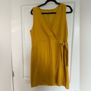 Madewell One-Shoulder Wrap Dress in Mustard